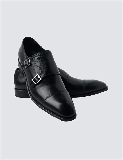 100 Leather Men S Monk Shoe In Black Hawes Curtis UK