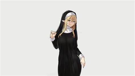 Big Boobs Nuns Houtengeki Digital Art Artwork Anime Girls