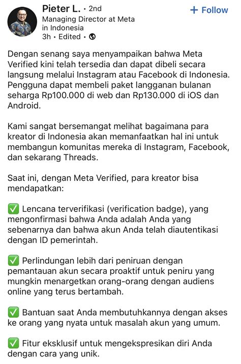 Farchan Noor Rachman On Twitter Centang Biru Meta Verified Versi