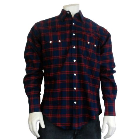 Men Rockmount Ranch Wear Checks Plaids Stripes Men S Navy Red