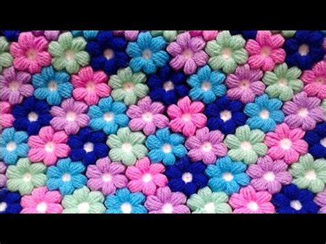 How To Crochet Easy Puff Flower Blanket Afghan For Beginners By