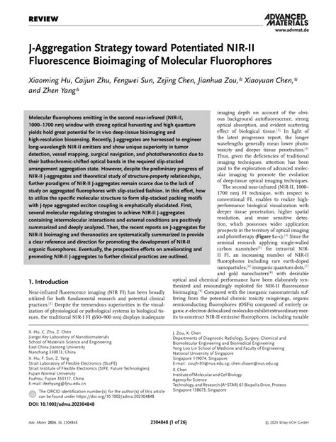 J Aggregation Strategy Toward Potentiated Nir Ii Fluorescence