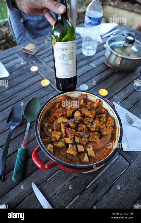 Traditional Cassoulet Made With Toulouse Sausage In The Lot Region Or Department Of South West