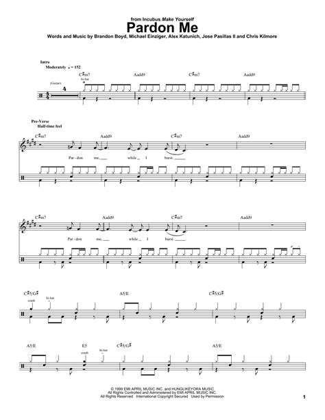 Incubus - Pardon Me sheet music