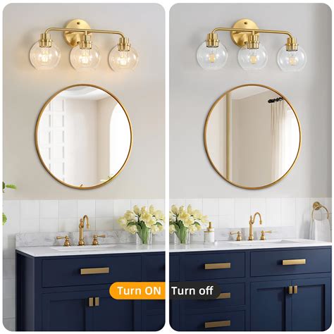 Bathroom Light Fixtures Gold Vanity Light 3 Light Wall Sconces Lighting Brushed Brass Lights