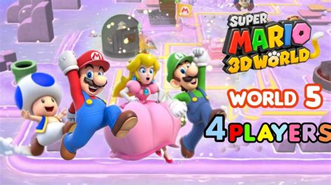 Super Mario 3d World 🍄 4 Players World 5 100 All Green Stars And Stamps Switch Gameplay