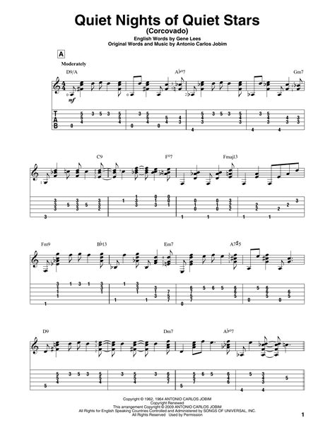 Quiet Nights Of Quiet Stars Corcovado Guitar Tab By Antonio Carlos