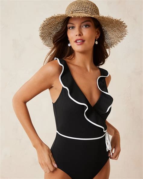 Island Cays Cabana Wrap Front One Piece Swimsuit