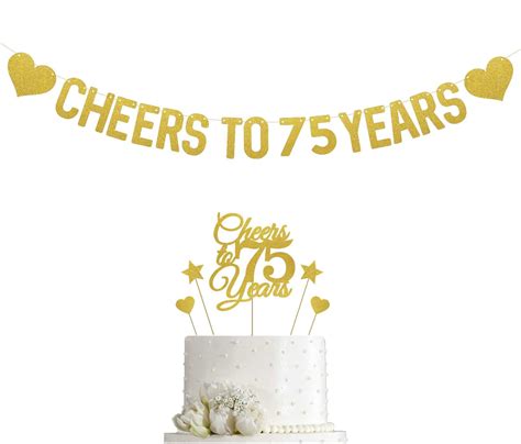 Buy Svm Craft® Cheers To 75 Year Cake Topper And Banner Glitter Happy