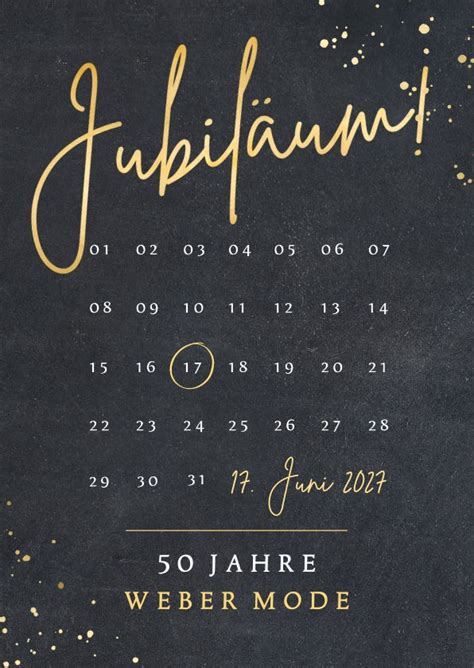 Einladung Zur Jubil Umsfeier Mit Kalender Send A Smile