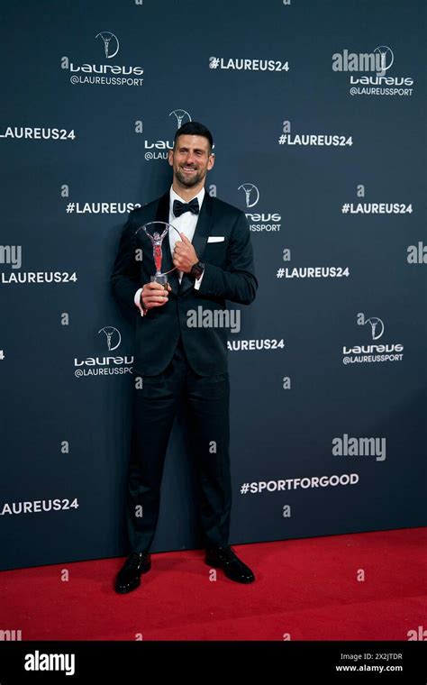 Madrid Spain 20240423 Novak Djokovic Poses As Winner Of Laureus