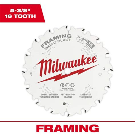 Milwaukee 5 3 8 In X 16 Tooth Framing Circular Saw Blade 48 40 0522 The Home Depot