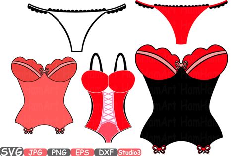 Lingerie Sexy Outline Silhouette Women Models 754S By HamHamArt TheHungryJPEG
