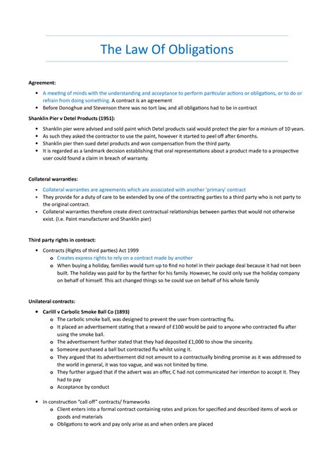 Poster The Law Of Obligations The Law Of Obligations Agreement A