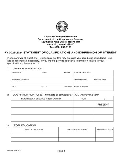 Fillable Online Statement Of Qualifications And Expression Of Interest