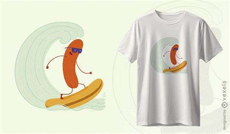 Baixar Vetor De Design Aventureiro De Camiseta De Cachorro Quente Surfando