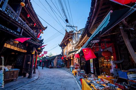 Street View Local Visitor And Tourist In Furong Ancient Town Furong