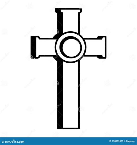 Cemetery Cross Christianity Isolated Icon Stock Vector Illustration