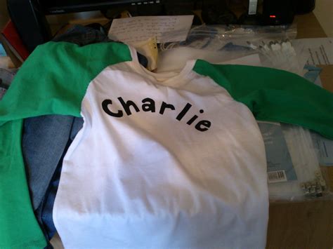 Charlie Shirt Charlie And Lola Sleeves From A Green Top Stitched Onto A White Top Letters