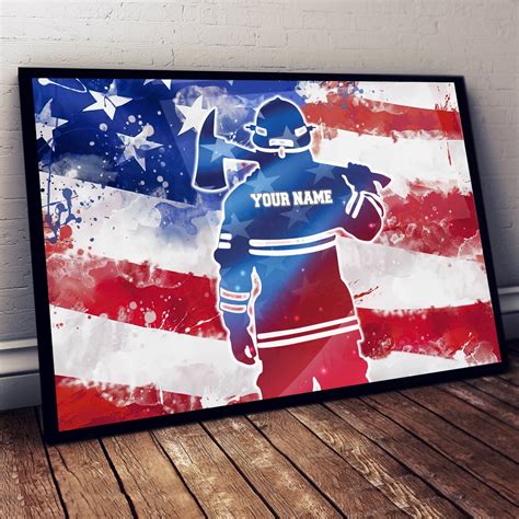 Firefighter American Flag Poster Firefighter Personalized - Etsy