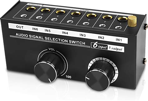 Xmsjsiy 6 35mm 3 5mm Audio Selector Switcher 6 In 1 Out 1 4 1 8 Trs Stereo Audio