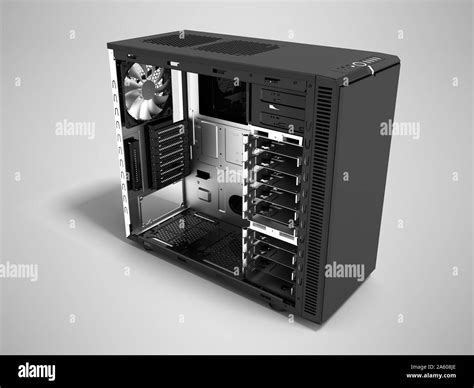 Modern Metal Black System Unit Empty For Computer Assembly 3d Render On