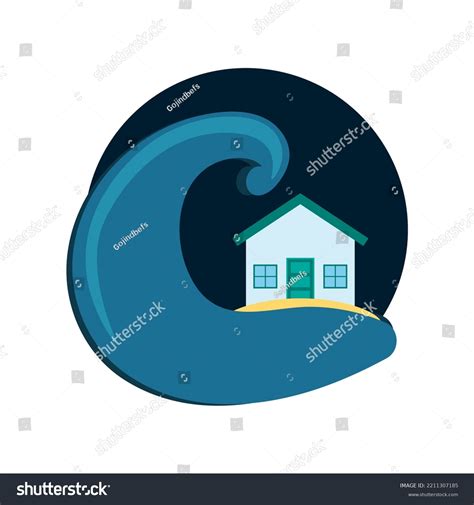 Vector Illustration Natural Disaster Tsunami On Stock Vector (Royalty ...