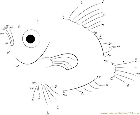 Boar Fish dot to dot printable worksheet - Connect The Dots