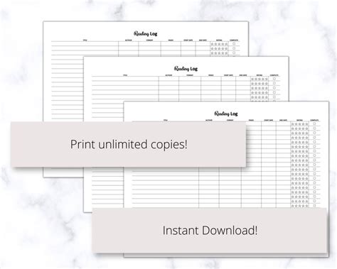 Reading Log Printable Pdf Book Tracker Book Progress Tracker