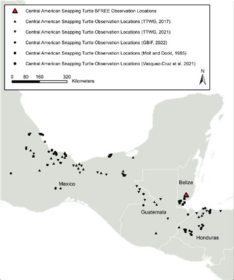 Updated Range Of The Central American Snapping Turtle Chelydra