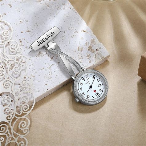 Personalized Engraved Nurse Pocket Watch With Diamondnurse Fob Watch