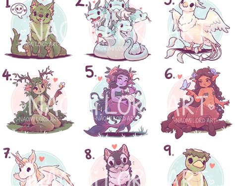 Cute Mythical Creatures Stickers And Or Prints Part X Or X Approx