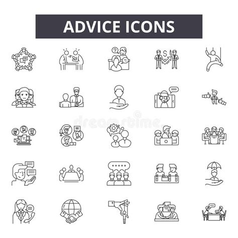 Advice Line Icons Signs Vector Set Outline Illustration Concept