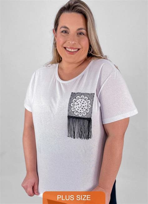 T Shirt Plus Size Jaque Branco Miss Masy Plus