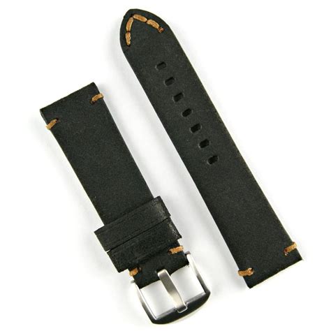 24mm Classic Vintage Watch Band Black Leather B And R Bands