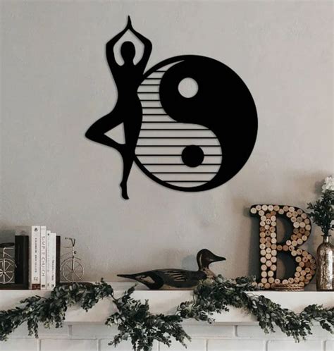 Yogaandying Yang Wall Art Yoga Room Artmeditation Decoryoga Etsy En 2024 Figuras De Madera