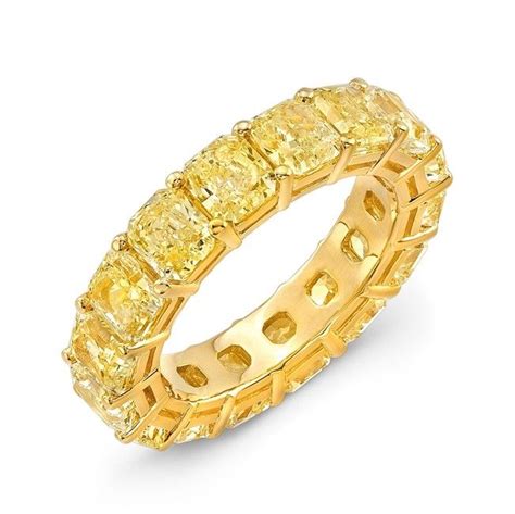 Diamond Eternity Band Yellow Gold Fancy Yellow Diamond Radiant Cut