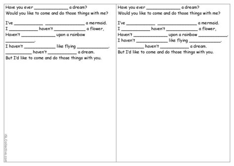 Have You Ever Song Worksheet S English Esl Worksheets Pdf Doc