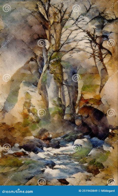 Dull Day Landscape - Abstract Watercolor Painting Royalty-Free Stock Photography | CartoonDealer ...