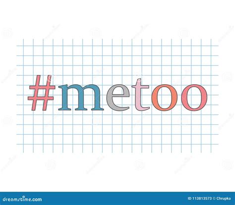 Metoo Hashtag On Checkered Paper Sheet Stock Vector Illustration Of