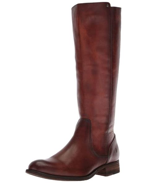 Frye Leather Melissa Stud Back Zip Knee High Boot In Cognac Brown