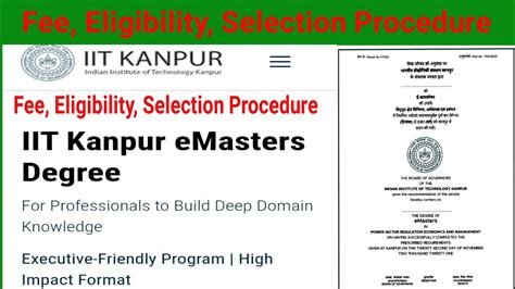 IIT Kanpur EMasters Degree Fee Eligibility Selection Procedure YouTube