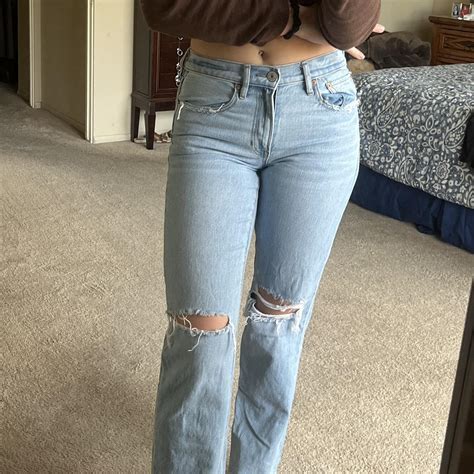 American Eagle Light Wash Ripped Jeans Worn A Few Depop