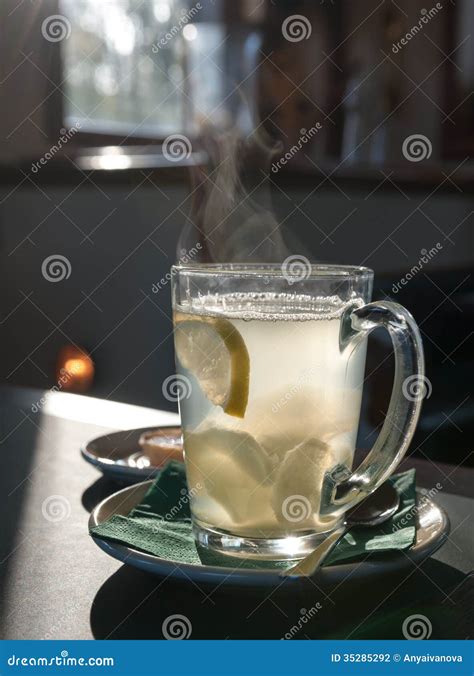 Hot Drink With Ginger And Lemon Stock Photo Image Of Spicy Remedy