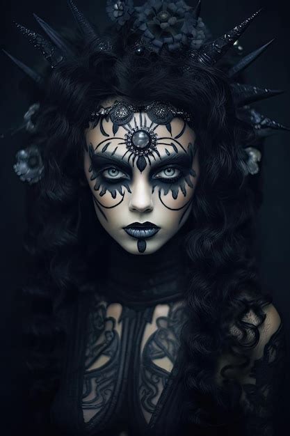 Premium AI Image A Woman With Black And White Face Paint