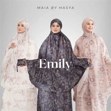 Jual MAIA BY HASYA Mukena Emily Series Motif Bunga Terbaru Bonus