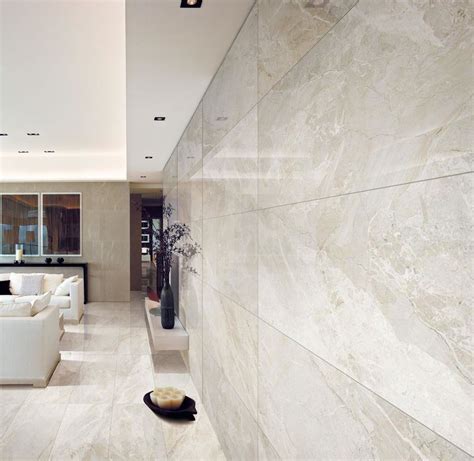 Beige Grey Marble Porcelain Tile 12mm Thickness Polished 60x120 cm Size