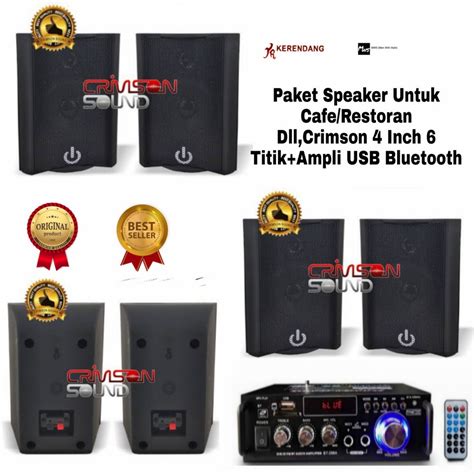 Jual Paket Speaker Crimson Titik Ampli Usb Bluetooth Untuk Cafe Resto