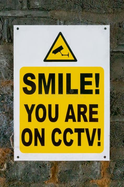 Smile You Are On Cctv Sign Stock Photo Image Of Wall