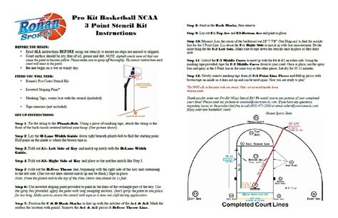 College 3 Point Line Stencil Kit Instructions